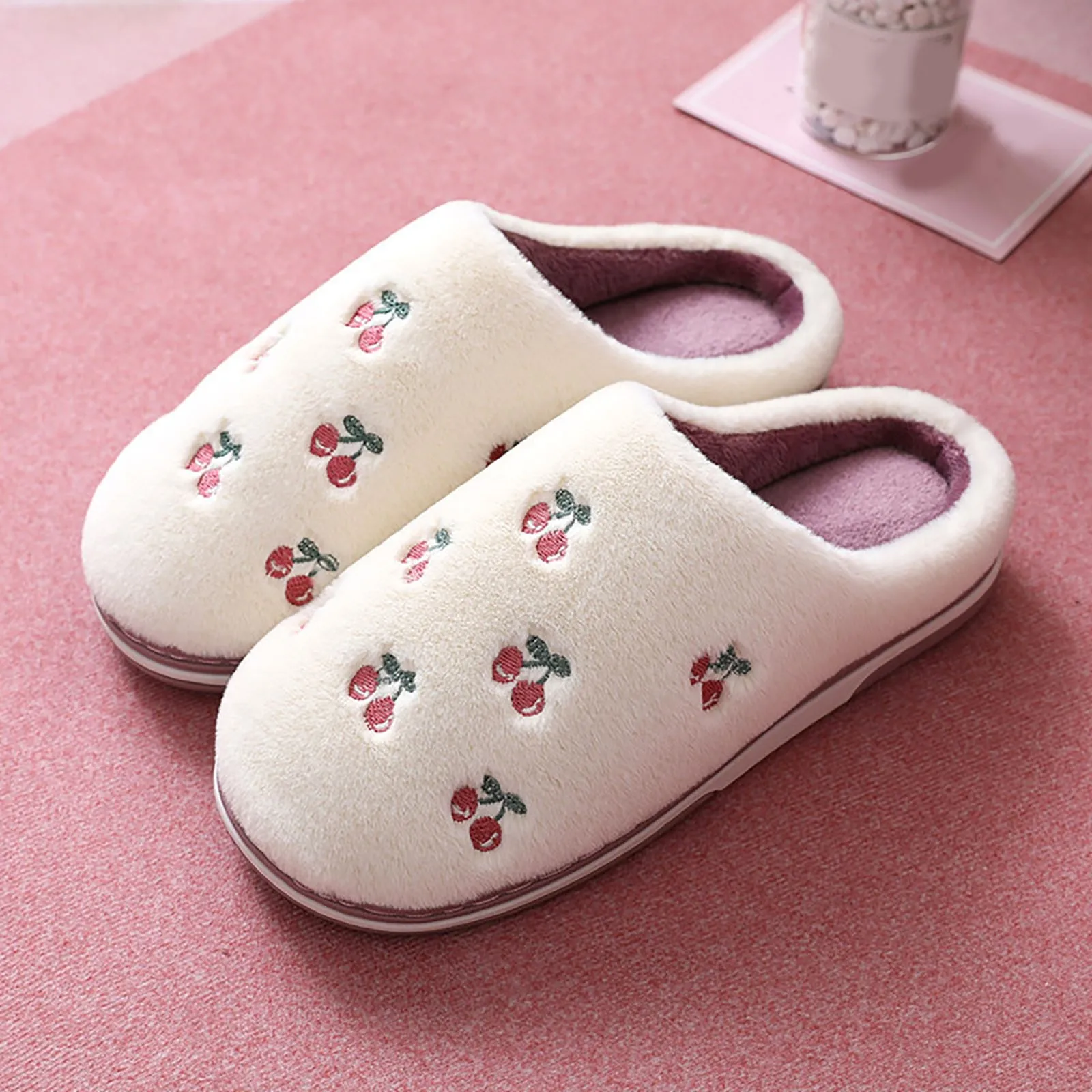 Women Winter Home Slippers Cartoon Nonslip Soft Winter Warm House Spa Slippers Indoor Bedroom Cute Soft Plush House Slippers