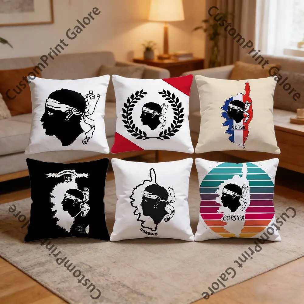 

Corsica Corse France Flag Square Throw Pillow Cover Multiple Sizes Soft for Sofa Bedroom Living Room Home Decorative
