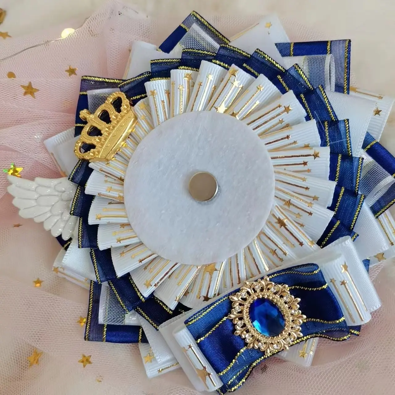 Angels and Demons badge holder,women ita bag Accessories,Japanese-style cartoon Badge Rosette ,handmade Ribbon bowknot