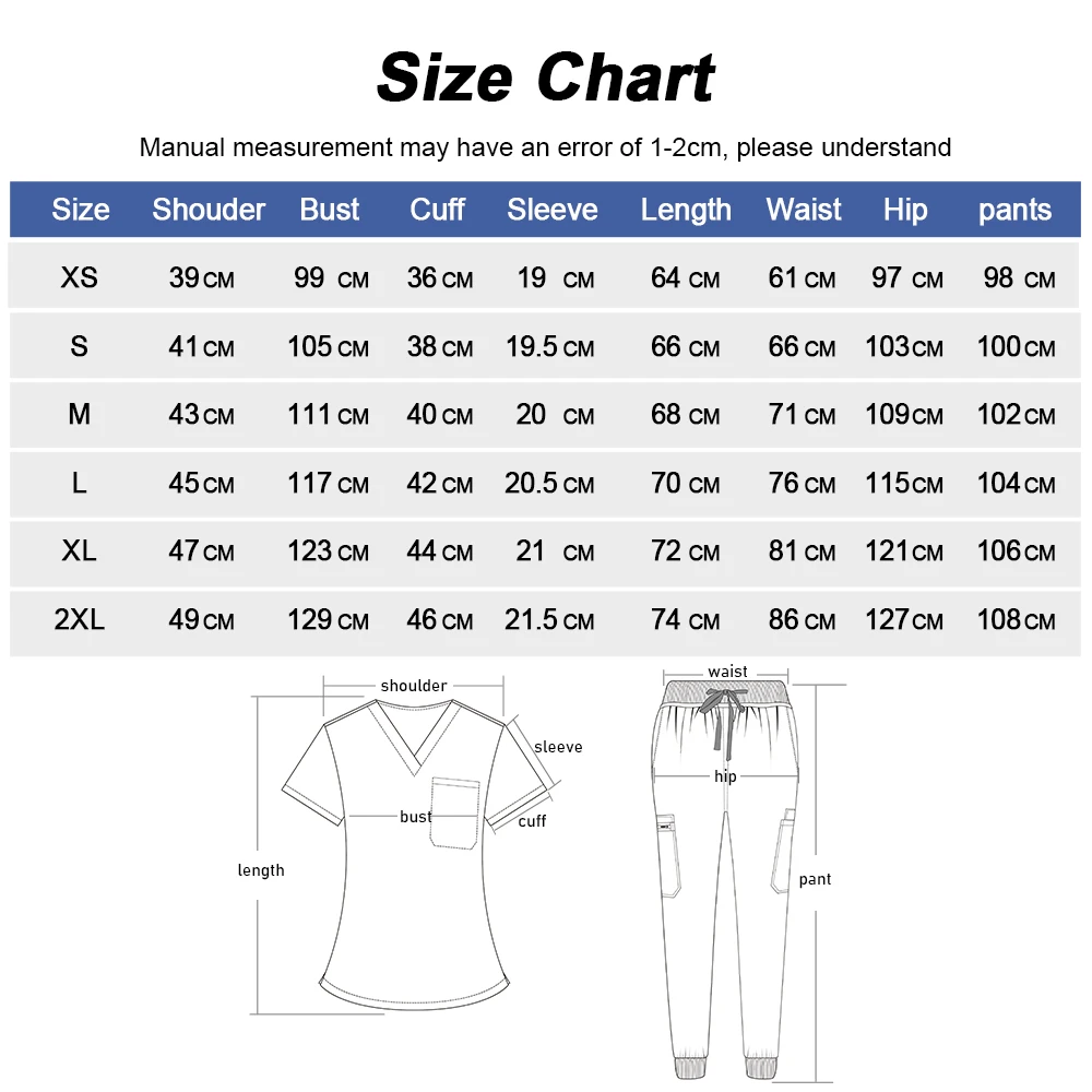 Scrubs Set Women Nurses Accessories V-neck Short Sleeved Top Pants Sets Spa Nursing Scrubs Surgical Uniforms Nurse Set Work Wear