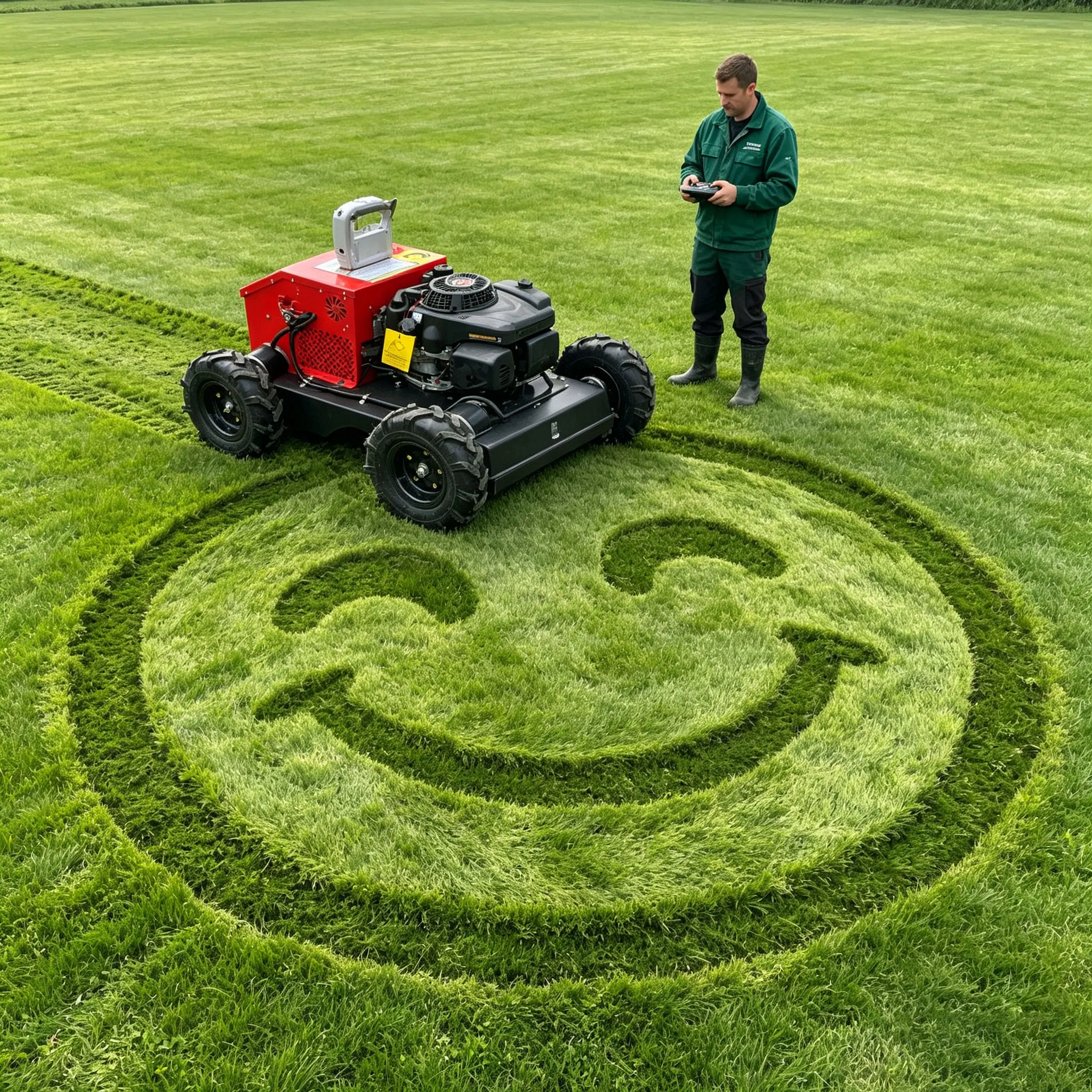 Kundenspezifischer Farmroboter-Rasenmäher mit Allradantrieb und Kletterfunktion, langlebigen und verschleißfesten Reifen.