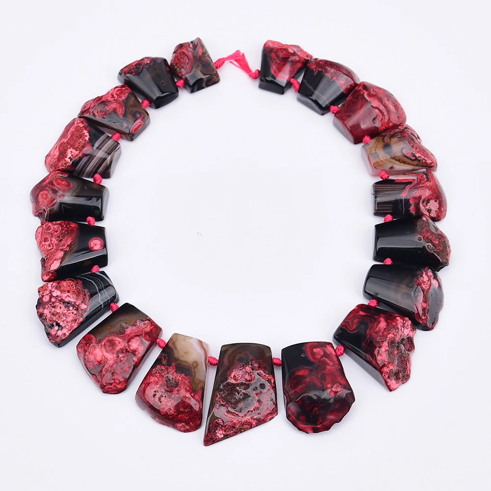 APDGG Perles de pendentif en agates rouges graduées de grande taille, en quartz brut, grosses et lâches, brin de 16 pouces, pour bijoux DIY