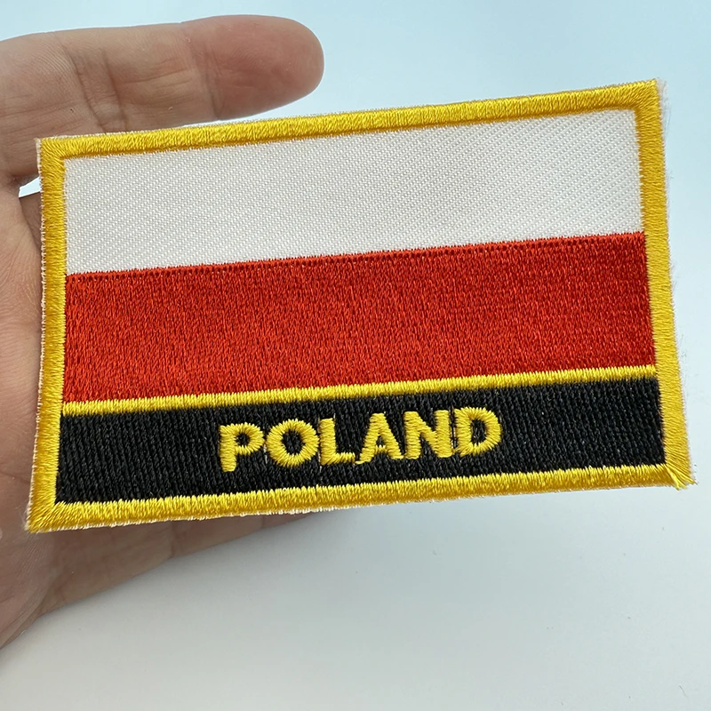 8*5cm Poland Rectangle Shape Iron-on Saw on Flag Patch Embroidered Saw on Badges Patches for Clothing
