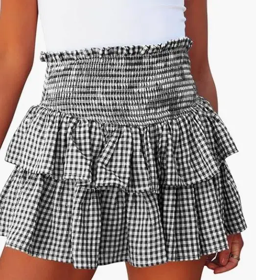 Minigonna a strati scozzese da donna Casual estate elastico in vita gonna torta alla moda Club Street Wear