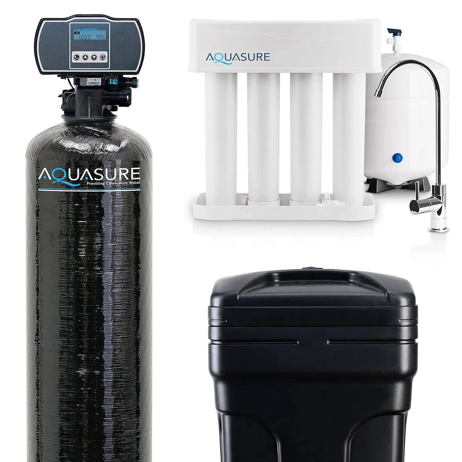 Aquasure 48,000 Grains Whole House Water Filter Bundle with Automatic Digital Metered Control Softener,Reverse Osmosis System