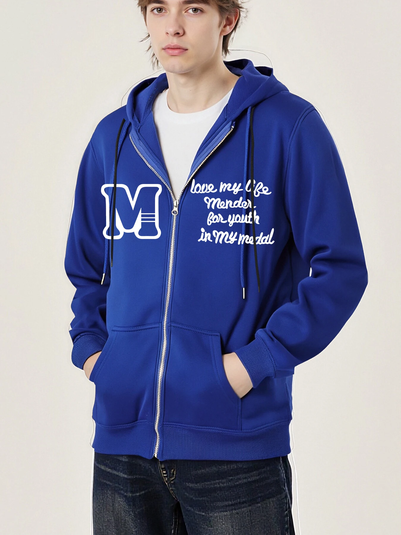 

Love My Life And M Printed Men Zipper Hoody Loose Pocket Long Sleeve Fashion Fleece Hoodies Vintage Unisex Autumn Clothing