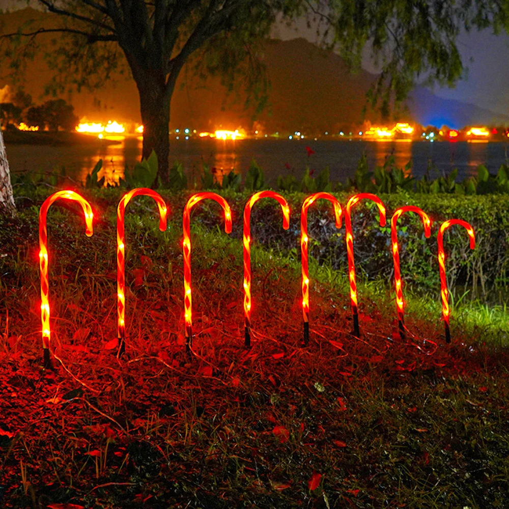 Christmas Candy Cane Lights Outdoor Pathway Markers with Stakes Waterproof Timer Walkway Christmas Decoration Patio Candy Lights