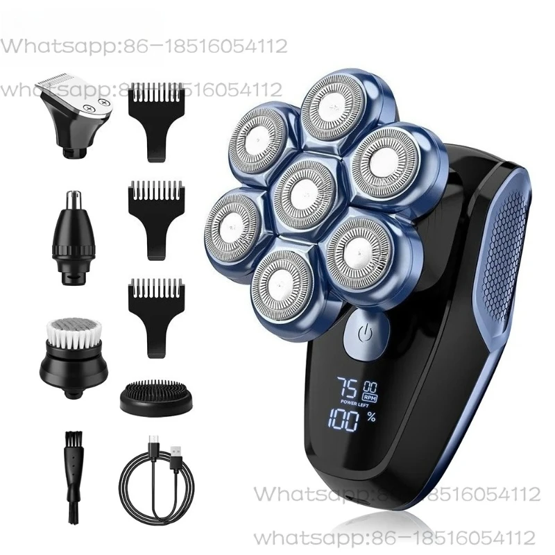 6-in-1 7D Head Shavers for Bald Men Electric Razor with Nose Hair Trimmer Waterproof Multifunctional Men Grooming Kit