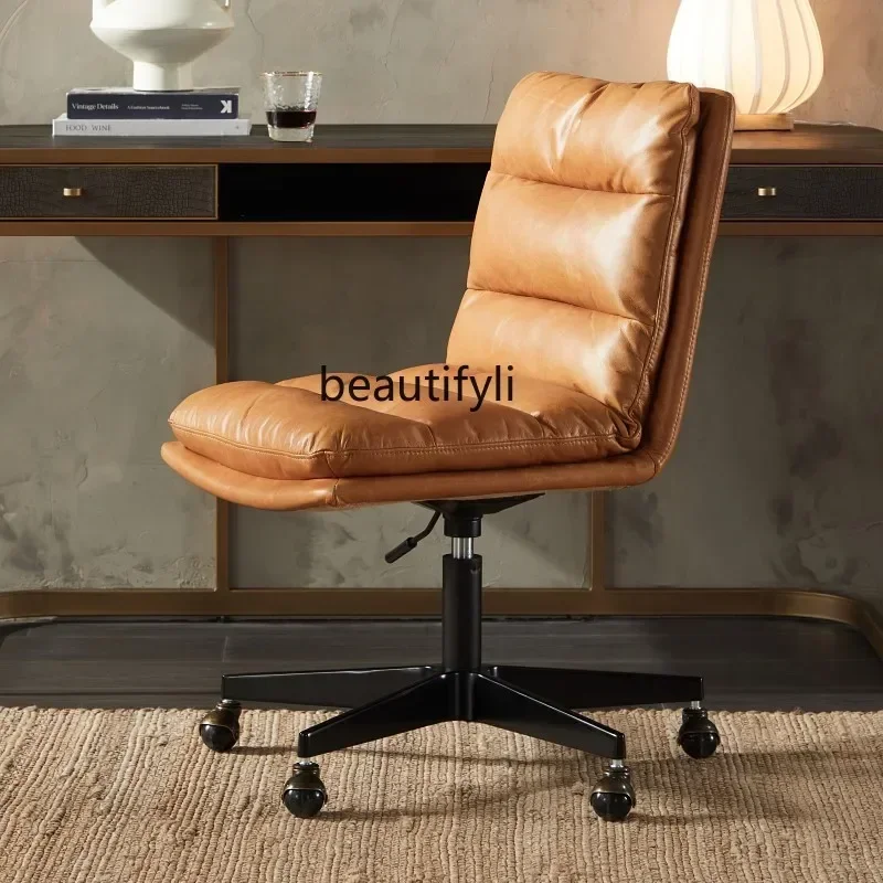 

FC Nordic home study computer chair retro and old all-leather down lifting office chair