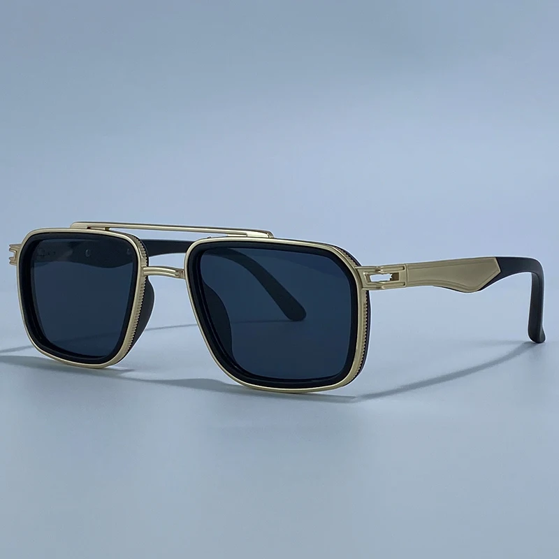Steampunk Vintage Quadratische Sonnenbrille für Herren 2026 Luxusmarke Doppelbalken-Sonnenbrille für Männer Punk Metallrahmen Brillen UV400 Schutz – Detail 12