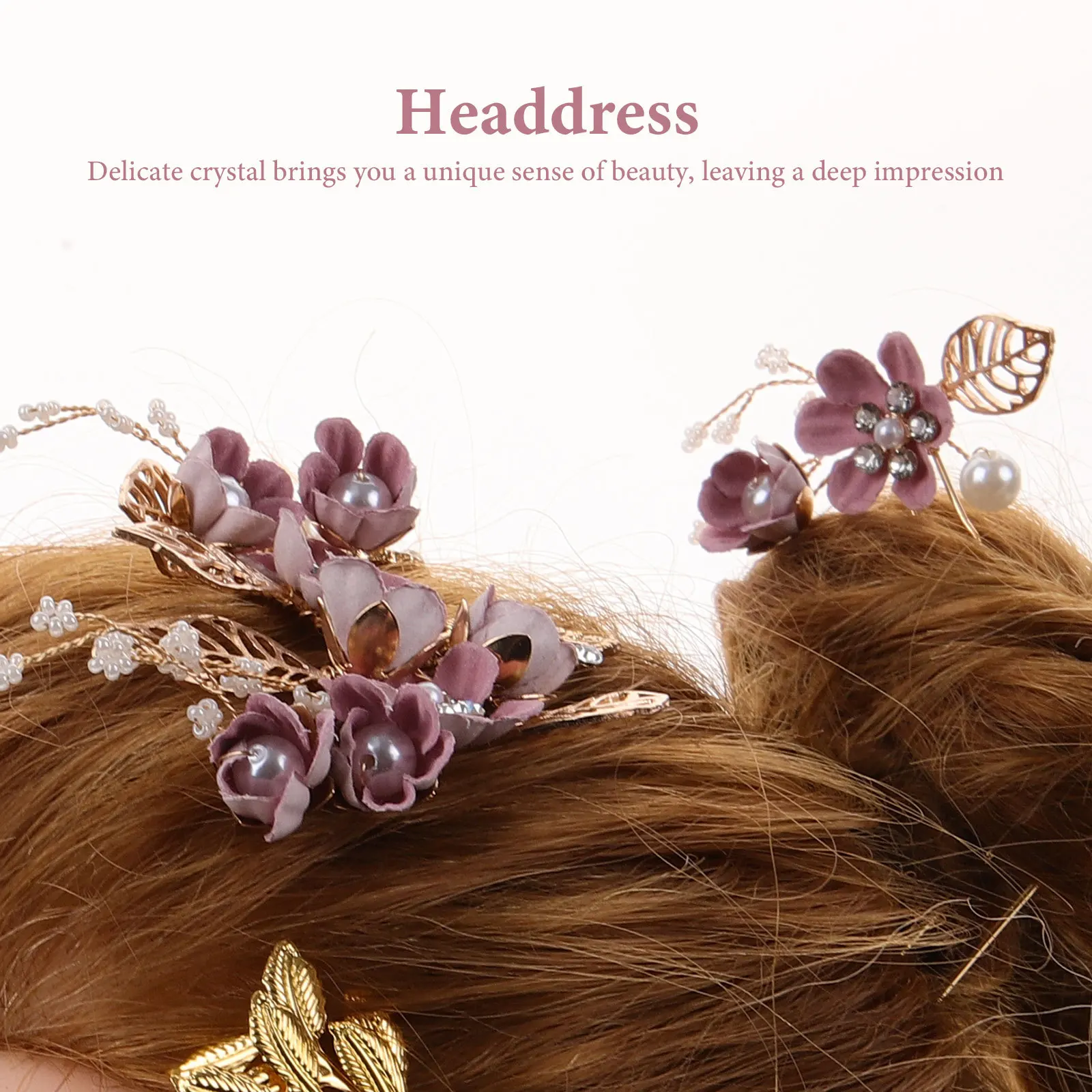 

4pcs Hair Comb Set Floral Bridal Headpiece Wedding Party Accessory Rhinestone Crystal For Bride Bridesmaid Prom Anniversary