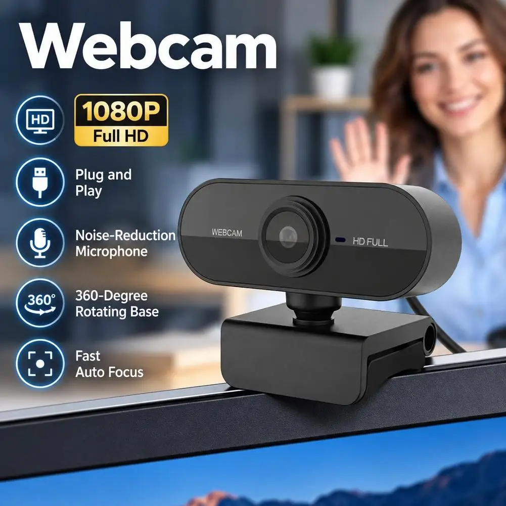 1080P /480P Full HD Mini Webcam with Microphone USB Plug Play For Desktop Laptop Video Calls Live Streaming  ﻿
