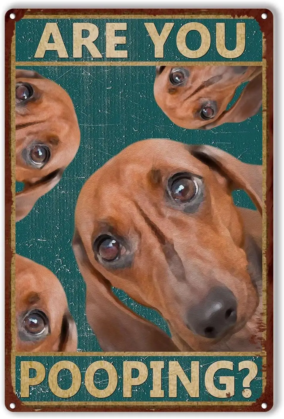 Metal Tin Sign Retro Iron Painting Dachshund are You Pooping Restroom Bathroom Wall Decor Dog Lovers Gift Dachshunds Bathro sign