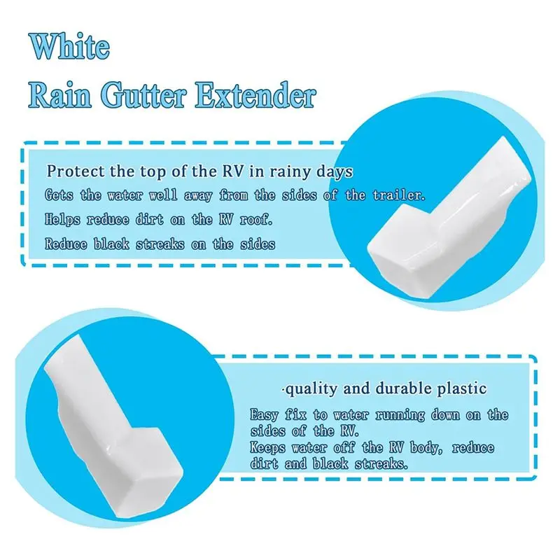 Superior-White RV Gutter Spouts(8Pcs), Rain Gutter Extension Kits To Protect RV Top From Water, Day Reduce Dirt And Black Streak