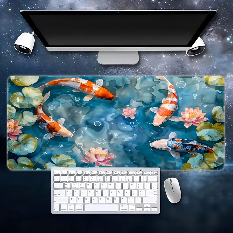 

Large Gaming Mouse Pad,oil Painting Style Pond Goldfish Pattern, Anti-slip Rubber, Perfect for Gaming, Office or Home Decoration