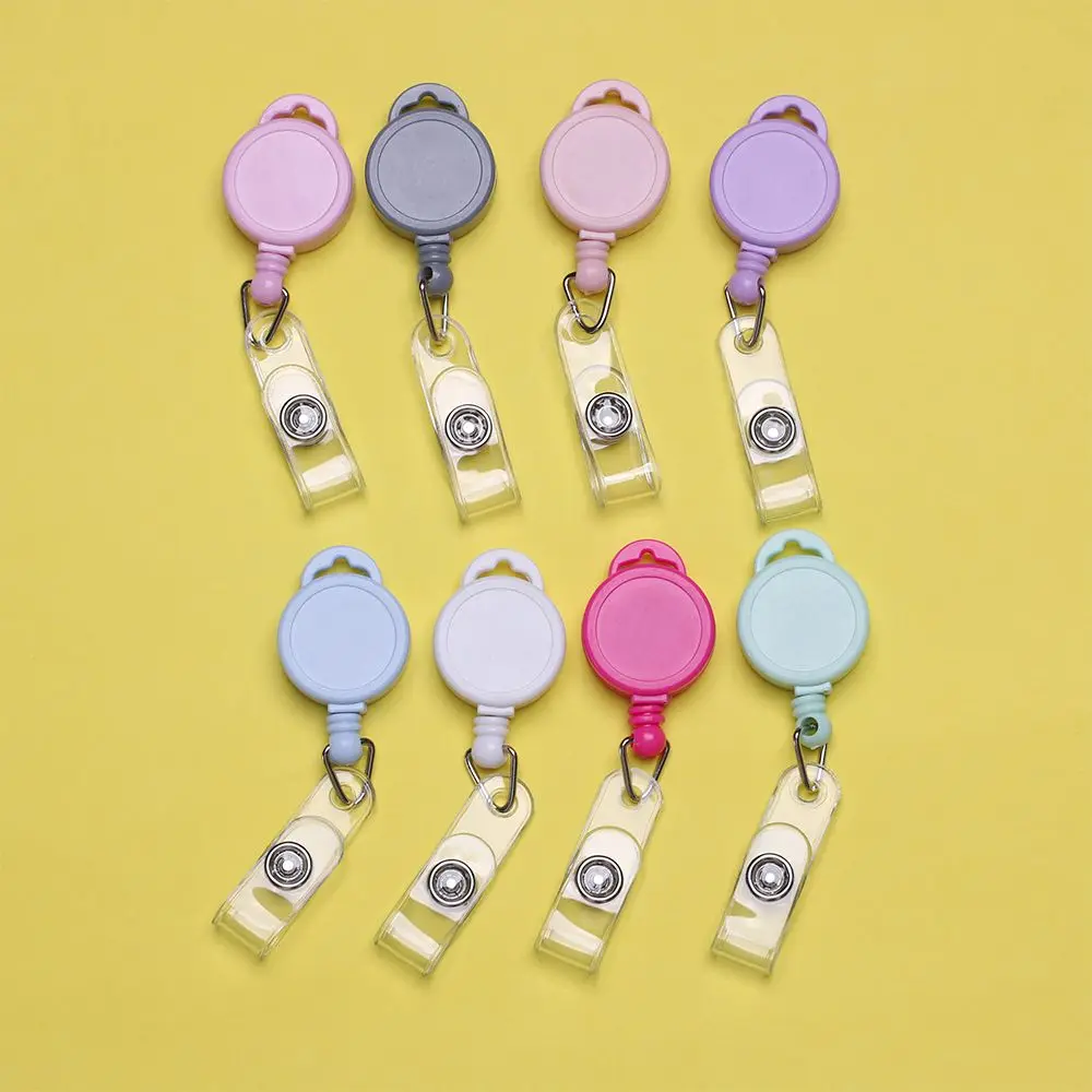 1pc Office Supplies Durable Clip ID Name Card Anti-Lost Clip Lanyards Badge Holder Retractable Key Ring