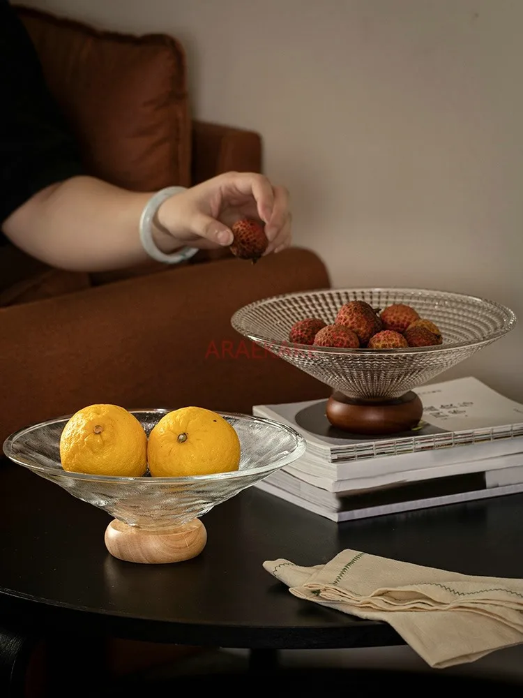 Fruit tray, living room, household glass fruit tray, candy plate, snack tray, crystal fruit basin