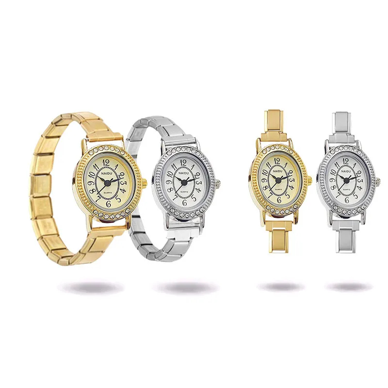 Retro Vintage Rhinestone Border Mini Module Watch DIY Adjustable Link Bracelet Niche Fashion Ladies Quartz Wristwatch