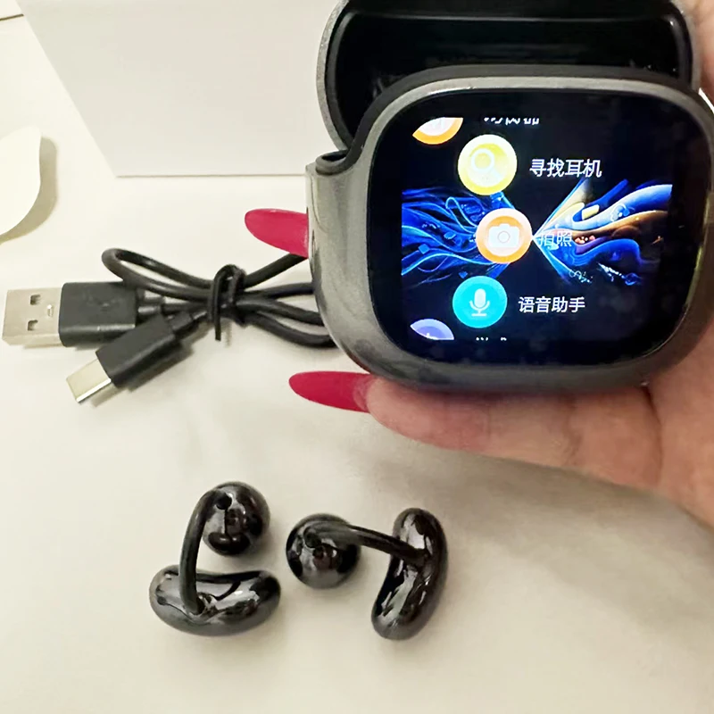 HTC NE32 Bluetooth V6.0 Wireless Headsets AI Translator LCD Touch Screen Earphone With Mic Noise Reduction OWS Clip Headphones