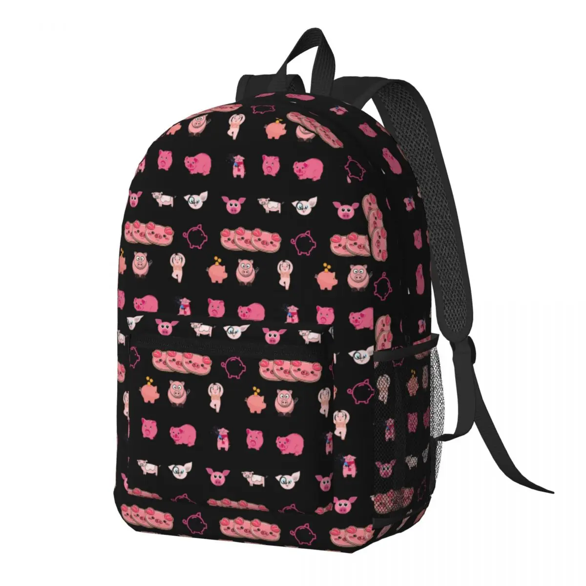 National Pig Day Sticker Pack Backpack Daypack Large Capacity Boys Girls BookBag School Bag Shoulder Bags for Men Women