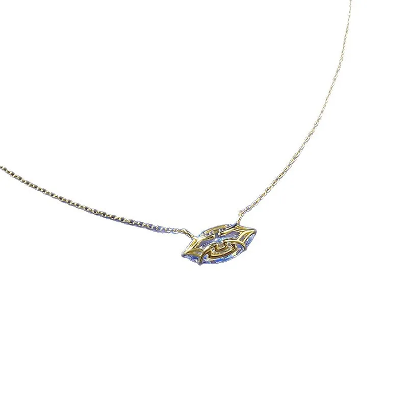 Summer New 100% S925 Silver Gold Plated 8 * 16mm Horse Eye Necklace White Diamond Pendant Commuter Wedding Jewelry