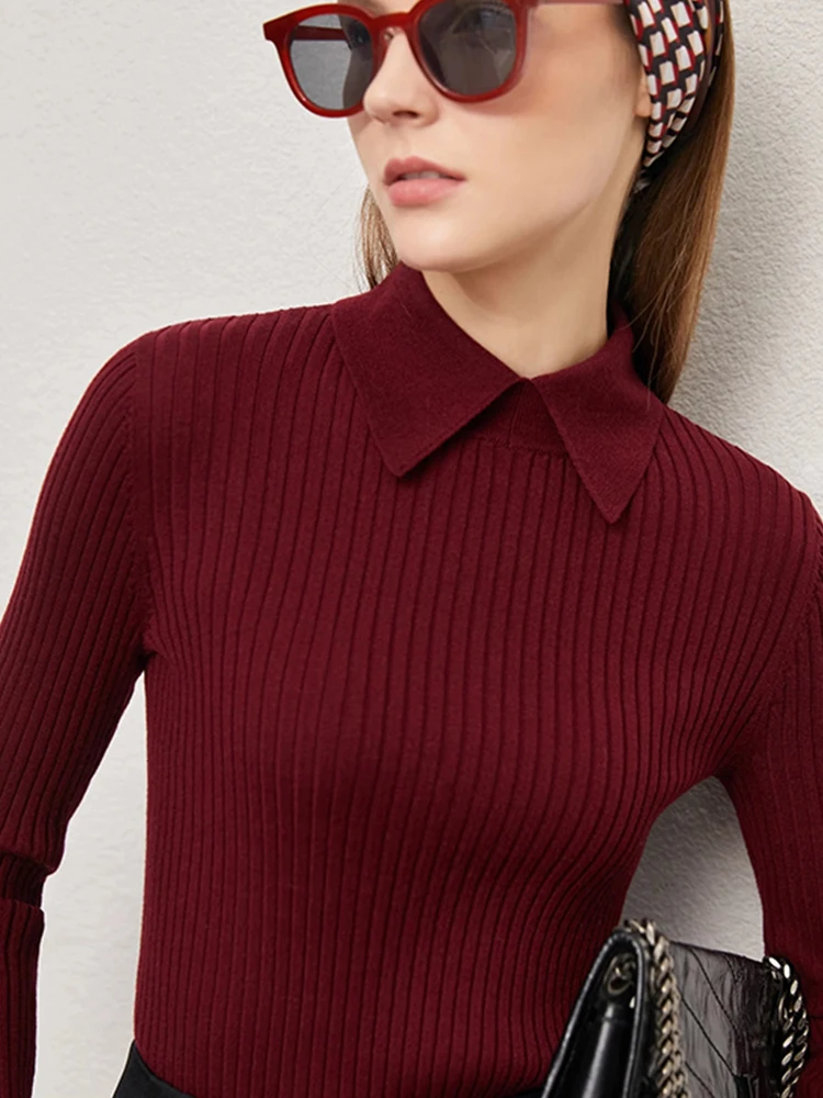 Casual wollen gebreide trui Omgeslagen kraag Slim Fit Basislaag irt Faionable Herfst Winter Warm Comfortabel breigoed