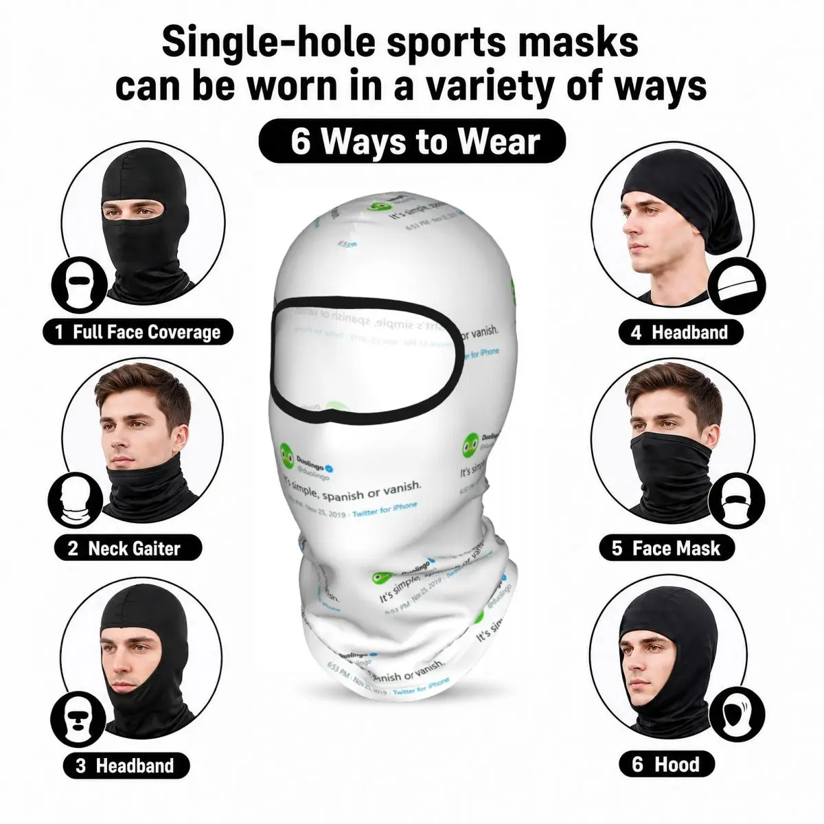 Evil Duolingo Owl Tweet Meme Breathable Thin Balaclava Full Face Mask Sun Protection Neck Gaiter For Motorcycle Fishing Outdoor - view 6
