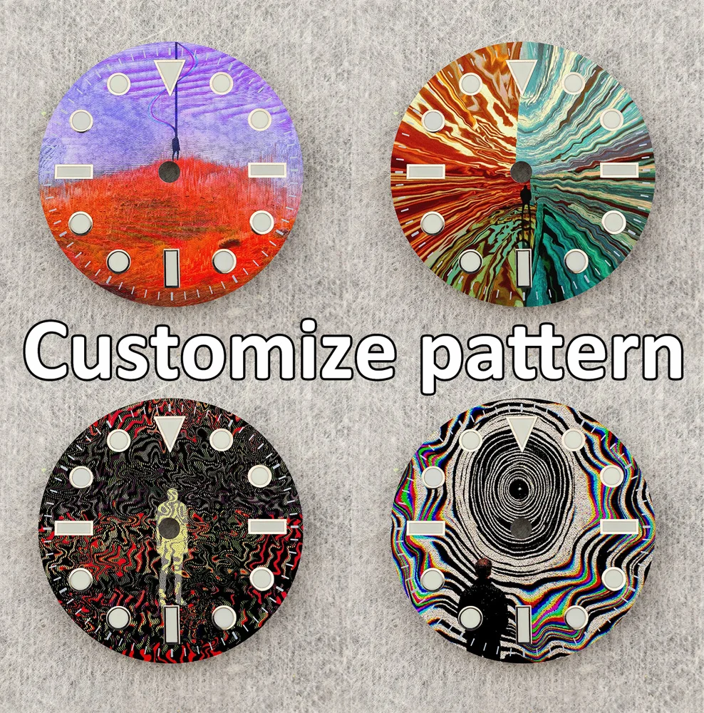 NH35 Dial 28.5mm 3D Pattern Creative Colour Dial Fit NH35/NH36 Movement Watch Parts Replacement Custom LOGO
