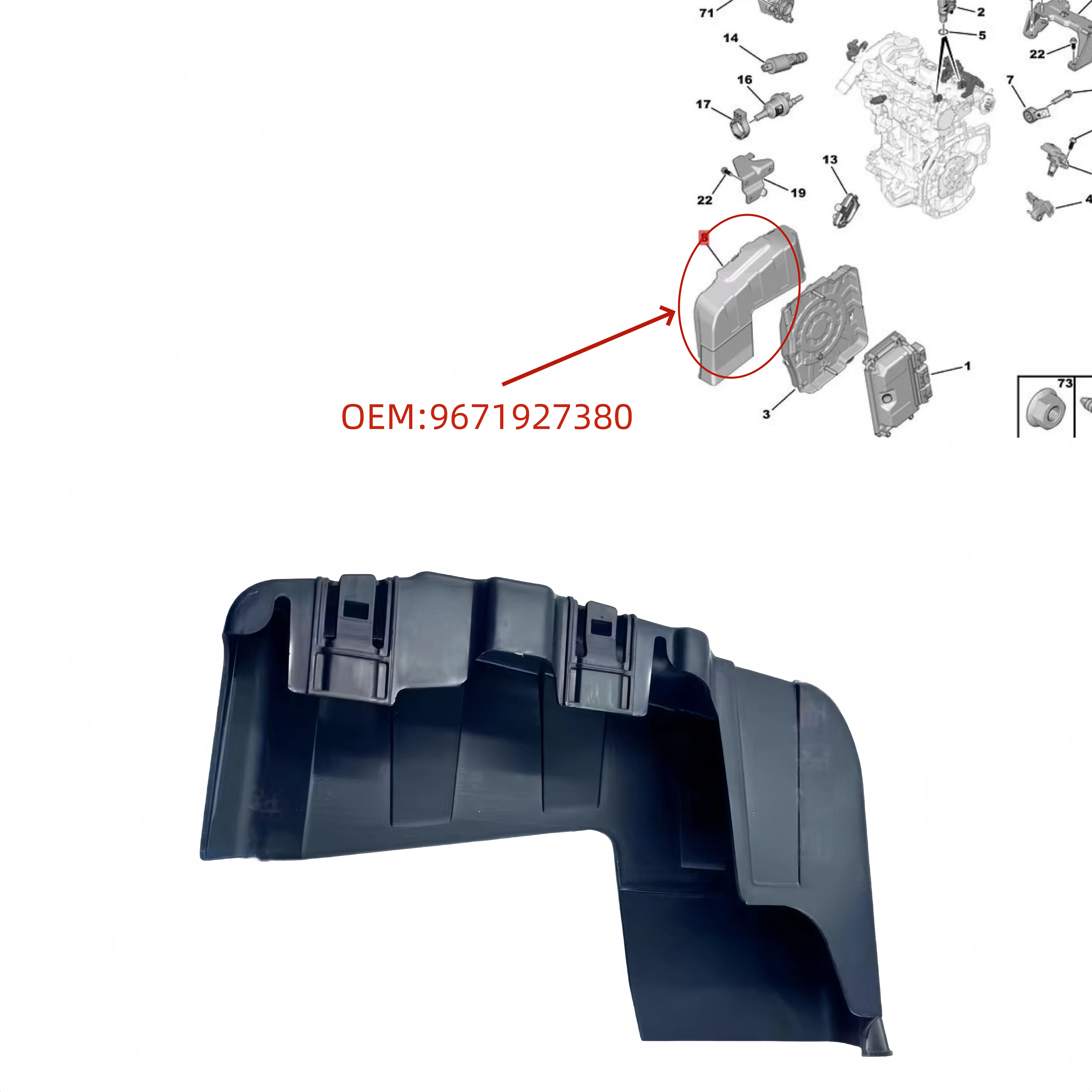 

9671927380 For Peugeot 208 2008 301 207CC Citroen DS5 Engine electronic control unit cover