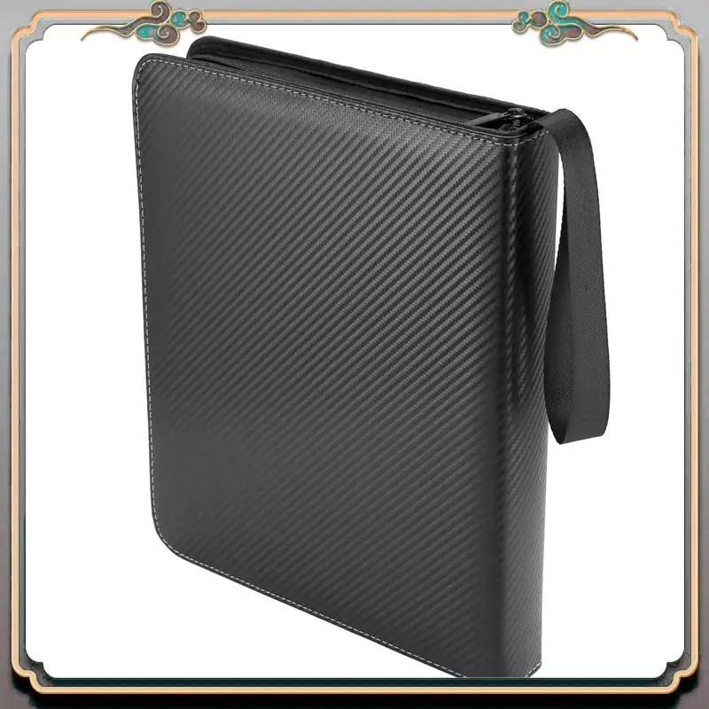 Durable Trading Card Binder, 9 Pockets Baseball Card Binder Sleeves With Zipper, Card Case For Game/Football/Baseball Card