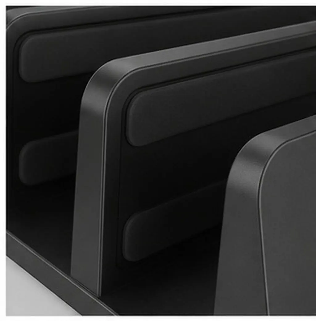 Laptop Vertical Stand Holder Organizer For Computer Desk Storage Gamers Adjustable Width Dual Slots Padded Nonslip