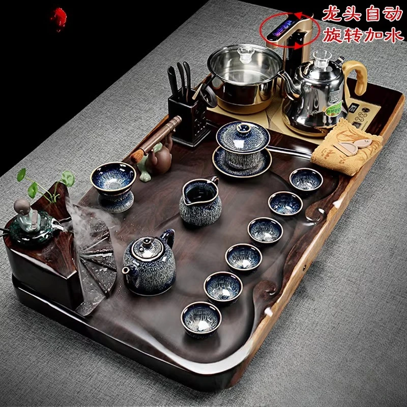 Ebony solid wood tea tray complete set of tea making Kung Fu   purple sand tea cup automatic integrated  table