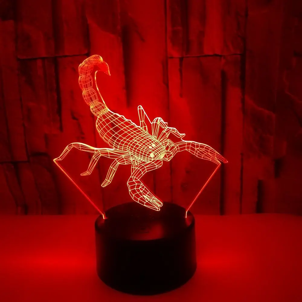 Nighdn Scorpion 3d Nachtlampje Usb Led Touch 7 Kleur Veranderende Tafellamp Verjaardagscadeau Voor Kinderen Nachtlampje Kamer Decor