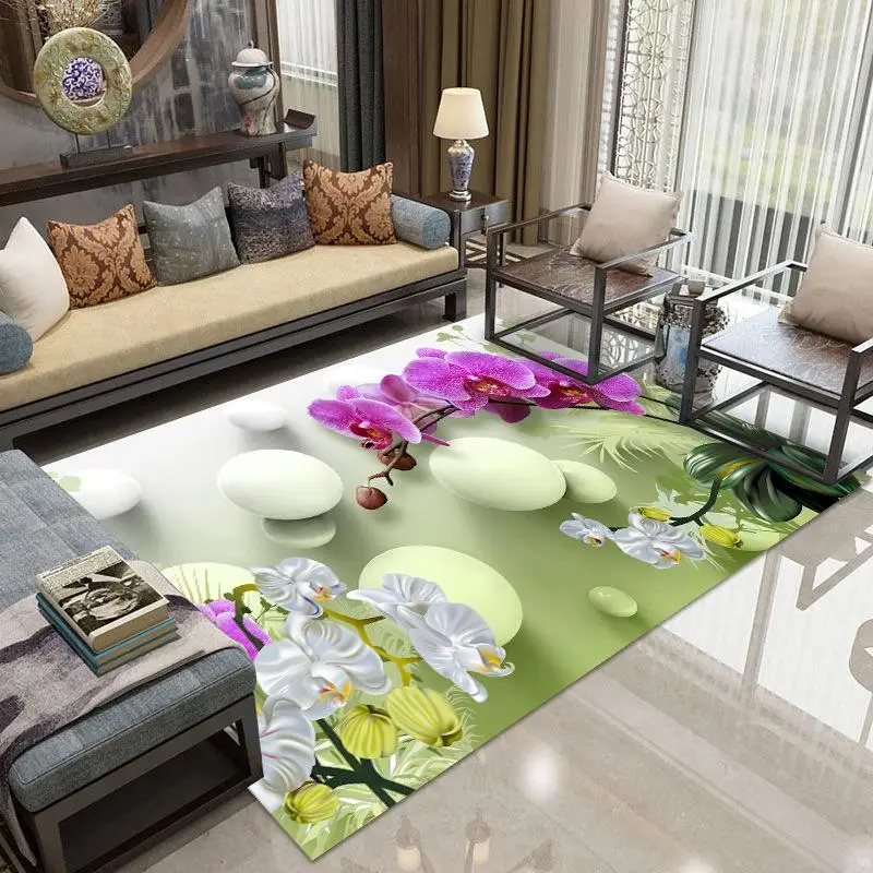 1pcs Simple 3D Lily Lotus Carpet 40*60cm Non-slip Crawling Floor Mat Fashion Home Living Room Decoration Crystal Soft Rugs