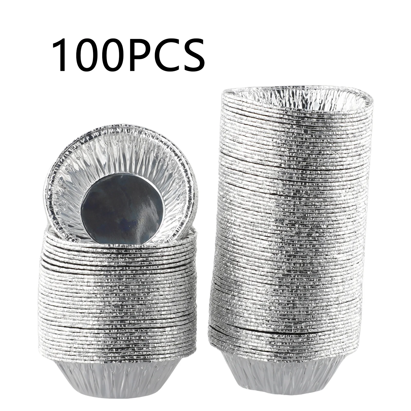 100Pcs Aluminum 3in Foil Tart Pan Disposable Mini Pot Pie Bake Plate Tin Aluminum Foil Pudding Cup Disposable Barbecue Baking