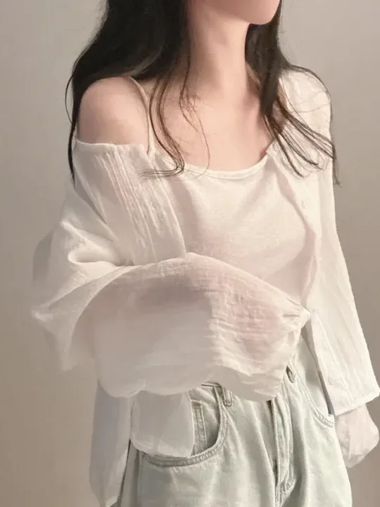 Nouveau 2025 vêtements d'extérieur de protection solaire longs Sve irt pour femmes + Ele Match intérieur petite sangle ensemble deux pièces trajet Sl...