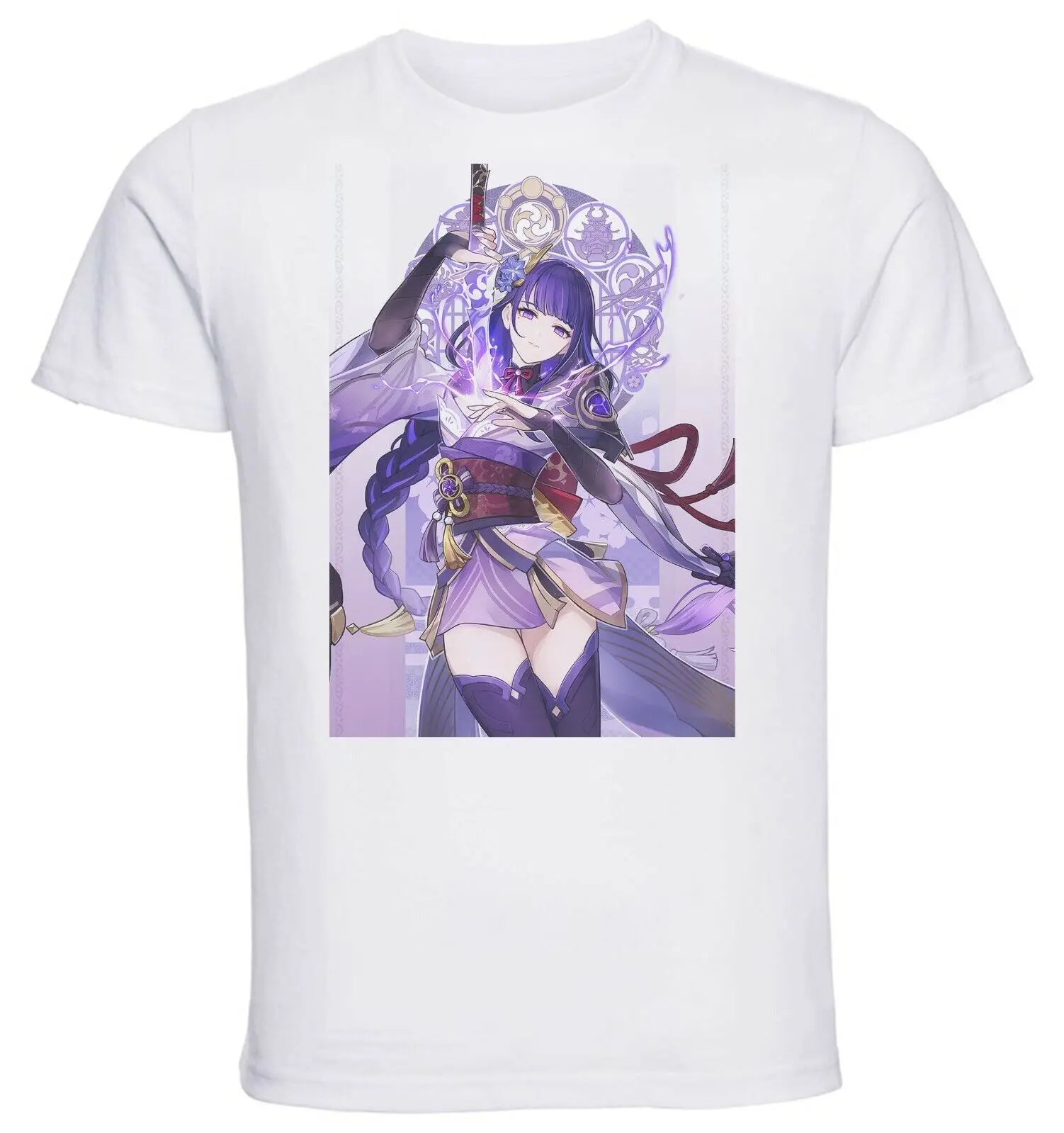 White T-Shirt - White Jersey - Genshin Impact - Raiden Shogun-