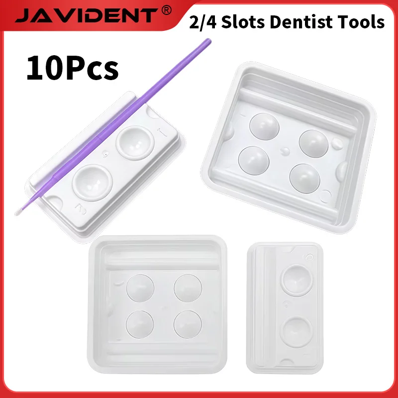 

10Pcs 2/4-Hole Dental Mixing Trays Disposable Mixing Trays for Light-Curing Adhesives Dental Laboratory Tools Dental Materials