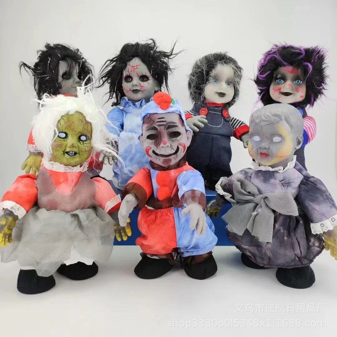 Voice Control Walking Ghost Doll Halloween Electric Scary Toy Light Up Creepy Prop Haunted House Bar KTV Party Fun Spooky