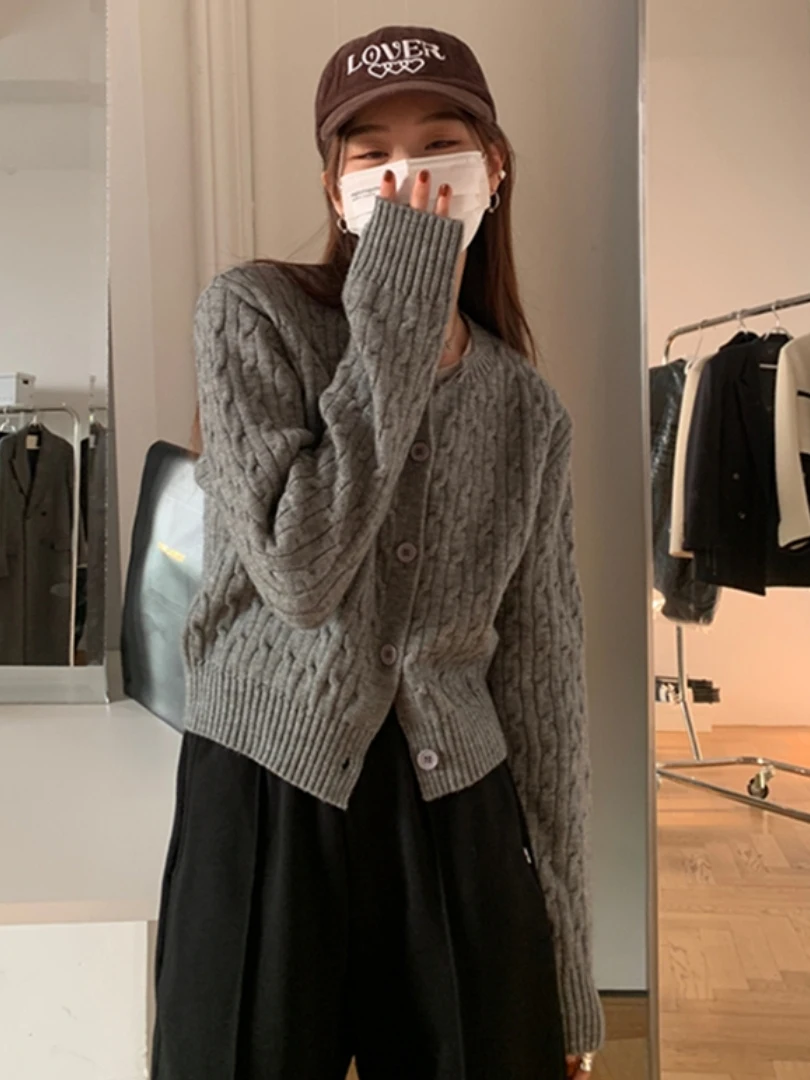 Women's ort Knitted Cardigan Sweater Autumn Winter ey Red Plaid Inner Wear Casual Sle Polyester Fiber Long Sve round...