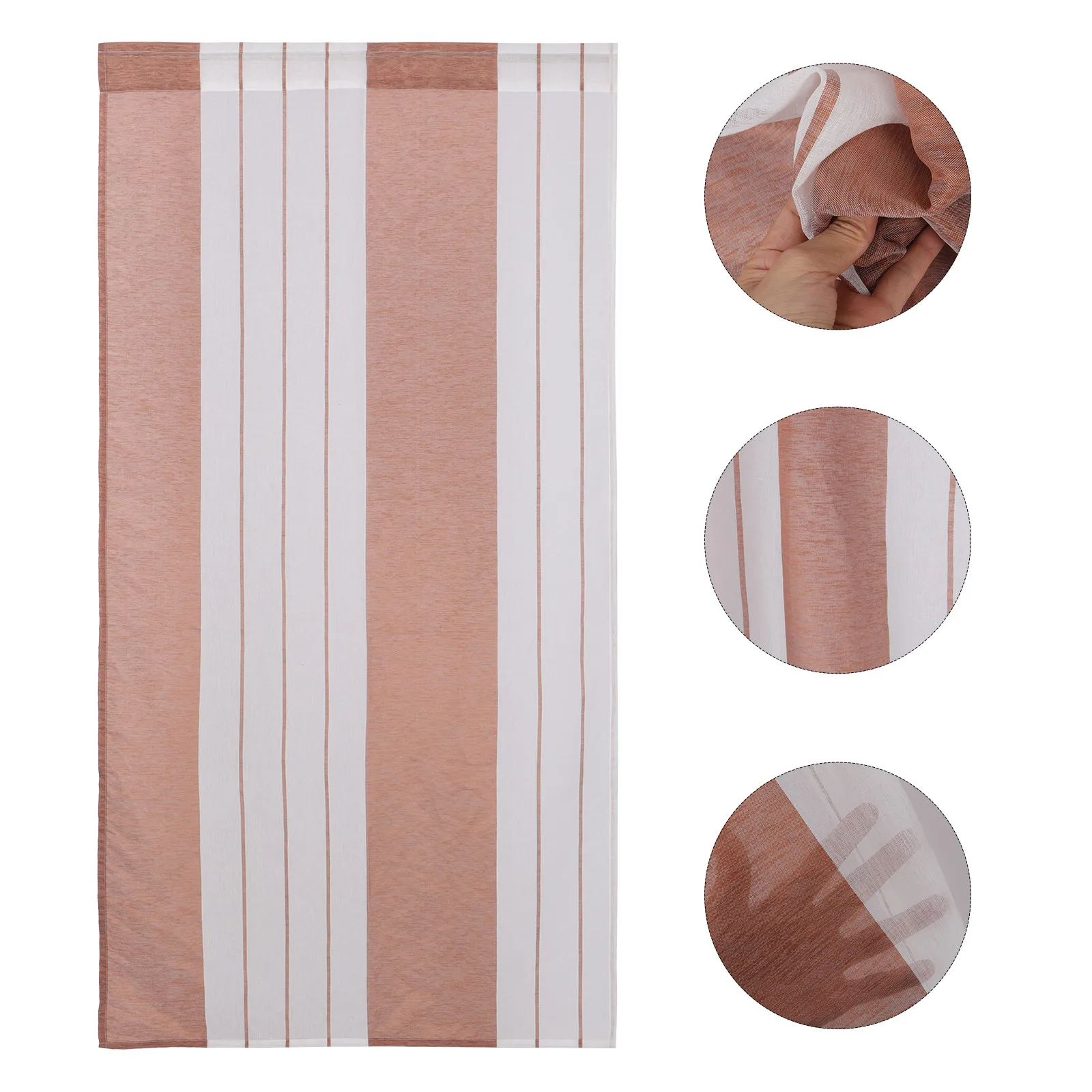 Multicolor Striped Window Sheer Premium Polyester Voile Curtain Natural Look Sheer Curtains for Bedroom Living Room Window Decor