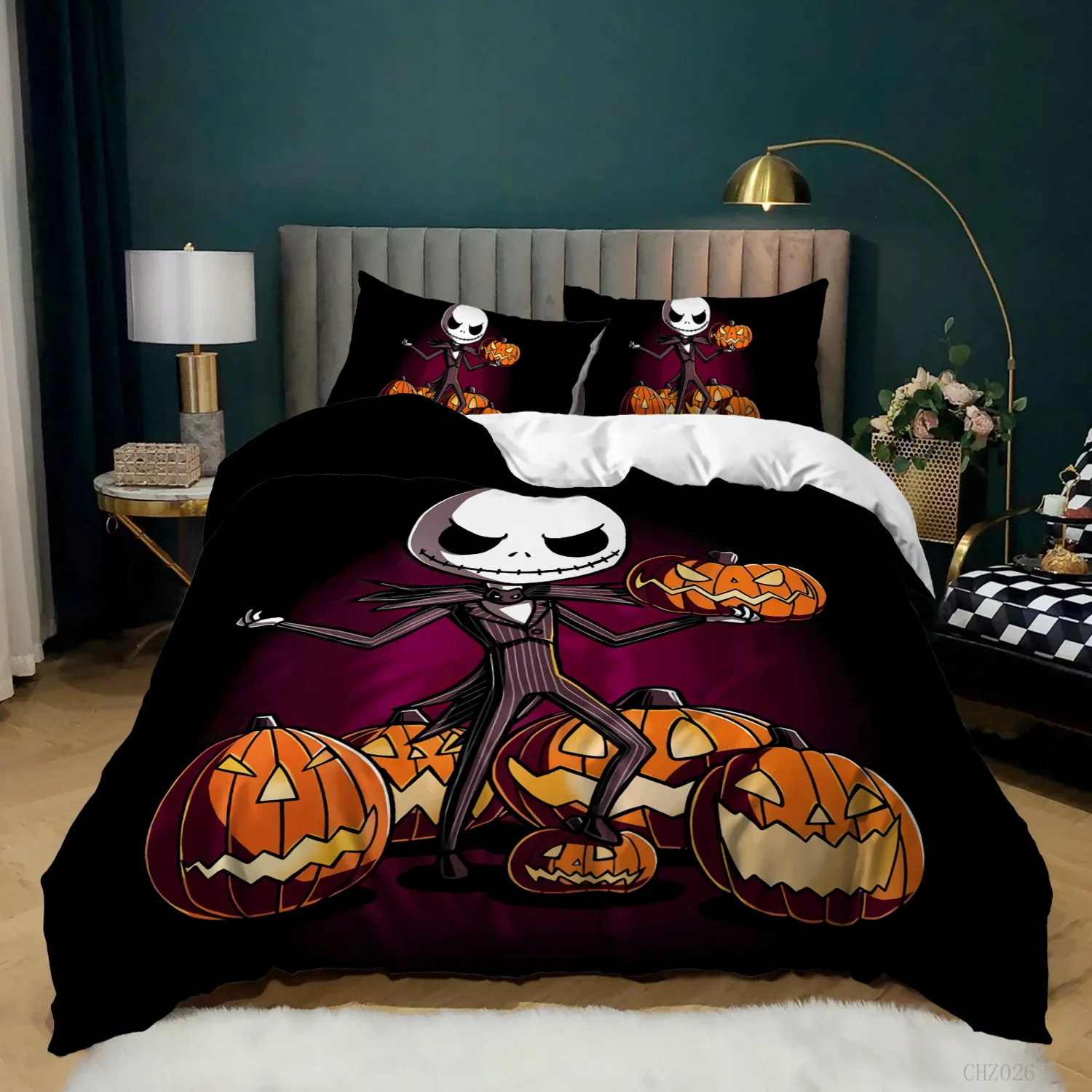 

Halloween Duvet Cover Queen King Cartoon Pumpkin Comforter Cover Lantern Bedding Set MicrofiberGhost Quilt Cover for Boys Girls