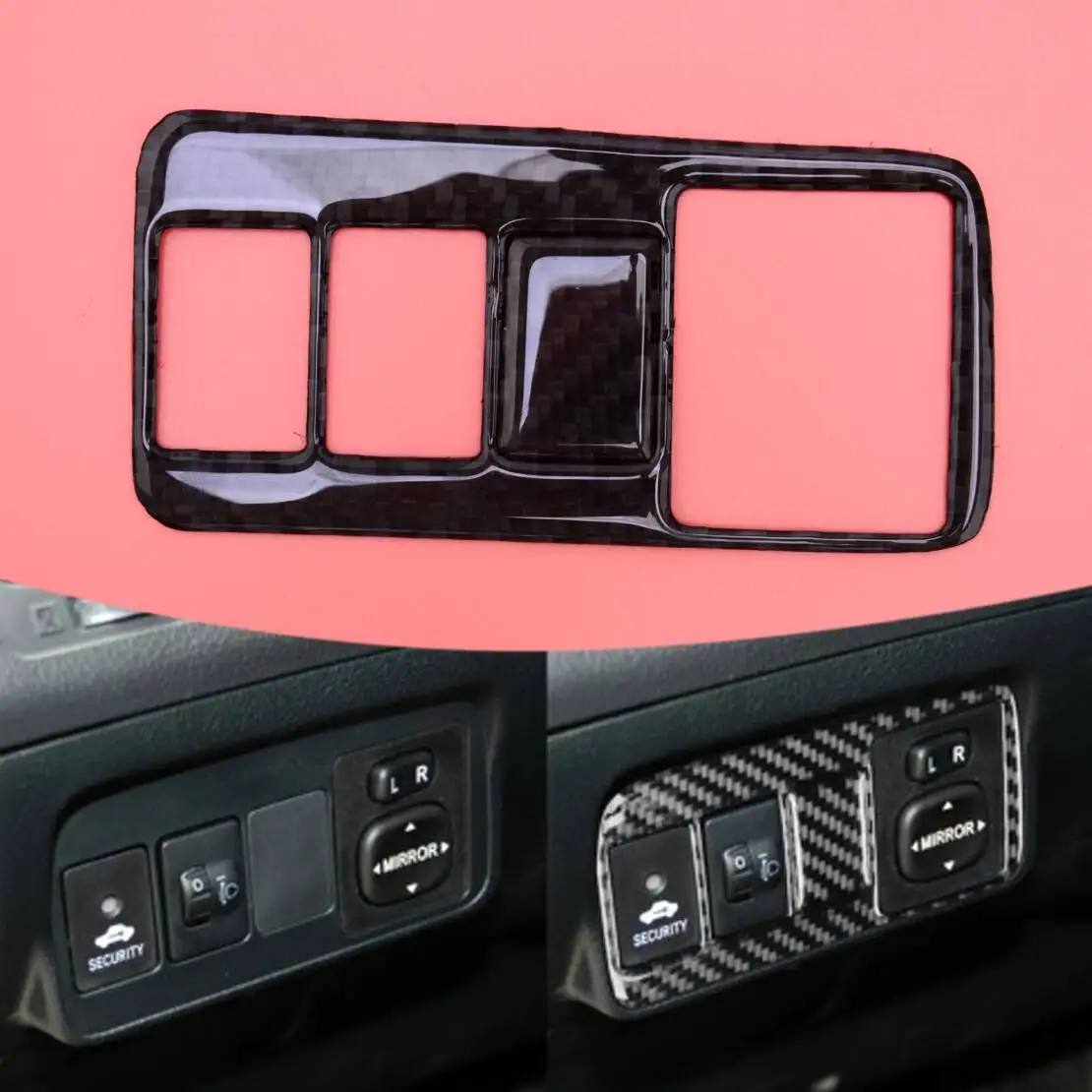 Black Carbon Fiber Headlight Switch Panel Cover Trim Fit for Toyota Corolla 2007 2008 2009 2010 2011 2012 2013 Left Hand Drive