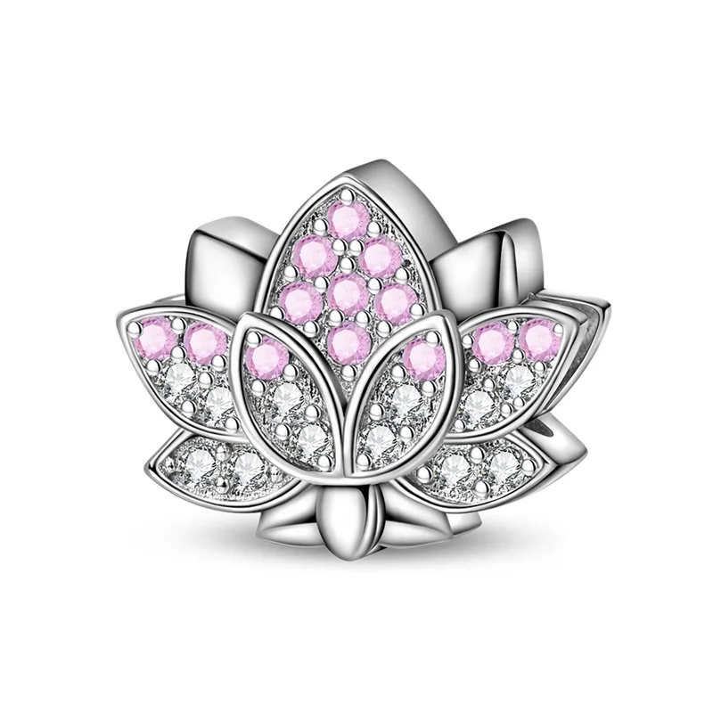 

Новые подвески-шармы из стерлингового серебра 925 пробы с розовыми и белыми цветами лотоса для женщин, подходят для оригинальных браслетов, украшения своими руками, подарки.