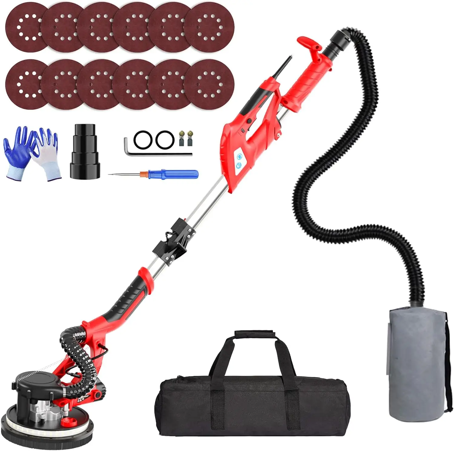 Electric Drywall Sander with Vacuum Dust Collector, IMQUALI 750W Sander Tool with Extendable Handle,Popcorn Ceiling Removal Tool