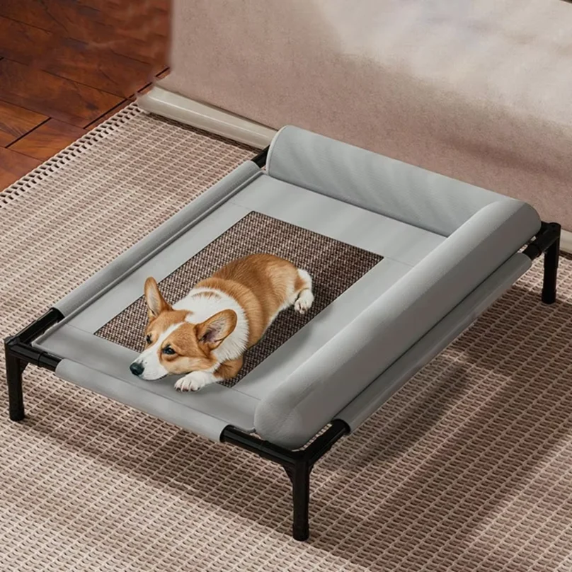 Pet Furniture Mesh Elevated Dog Beds Breathable Removable Raised Dog Bed with Pillow Outside Dog Bed Cat Patio Sunbathing