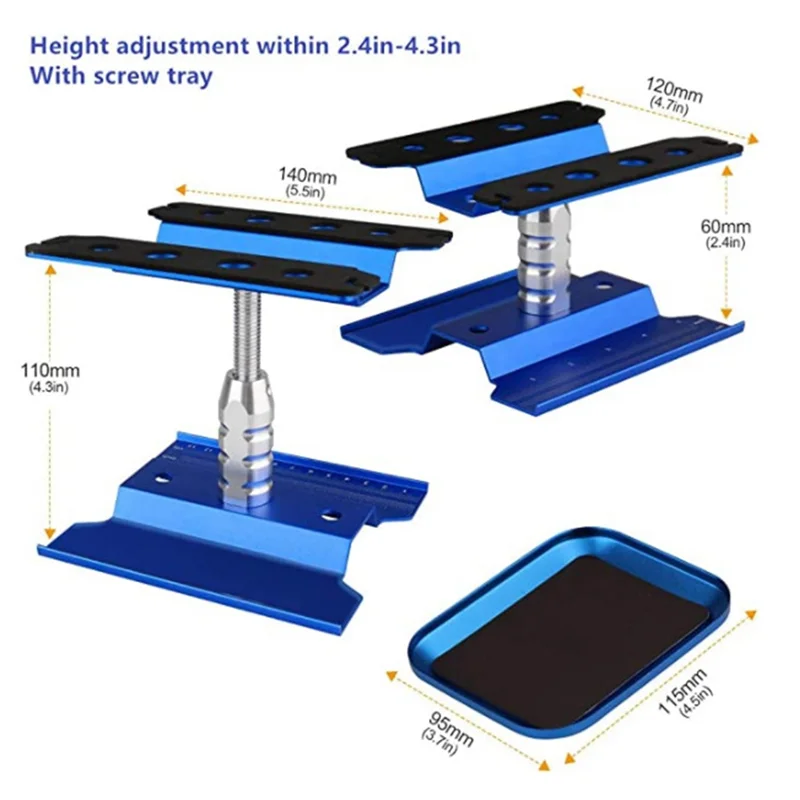 

A13Q-RC Car Work Stand Repair Workstation 360 Degree Rotation Lift Lowerw/Screw Tray For 1/10 1/8 TRX-4 SCX10 D90