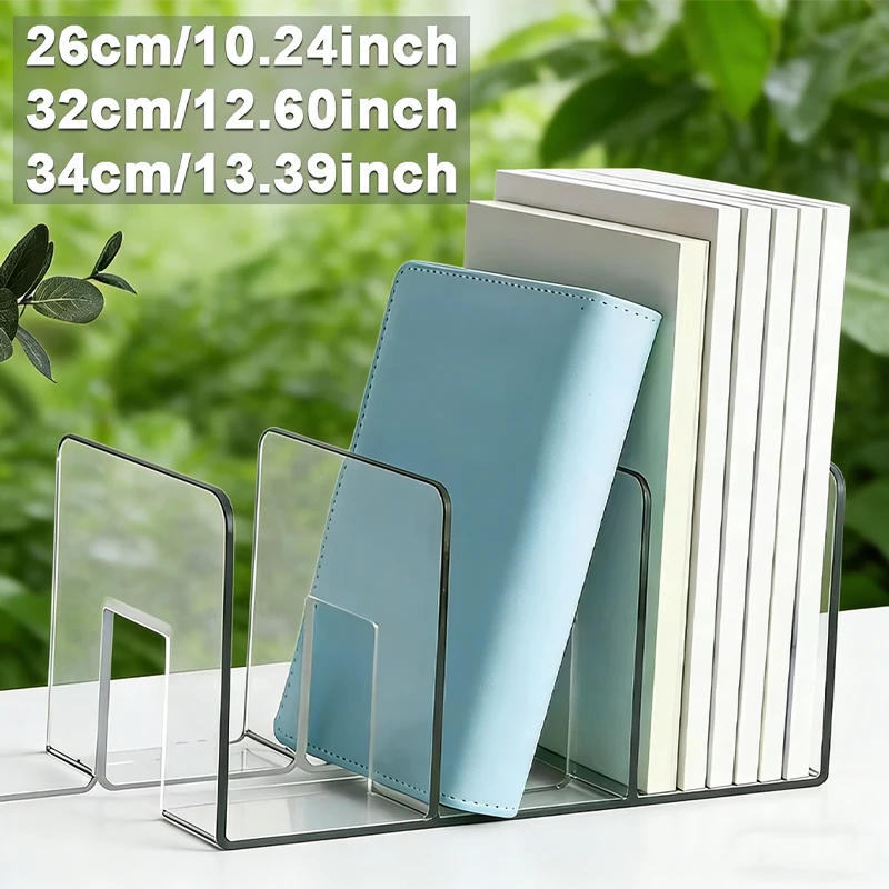 

Multifunction Desktop Organizer 4Grid Clear Acrylic Handbag Storage for Books Files Magazines Stationery Office Home No Assembly
