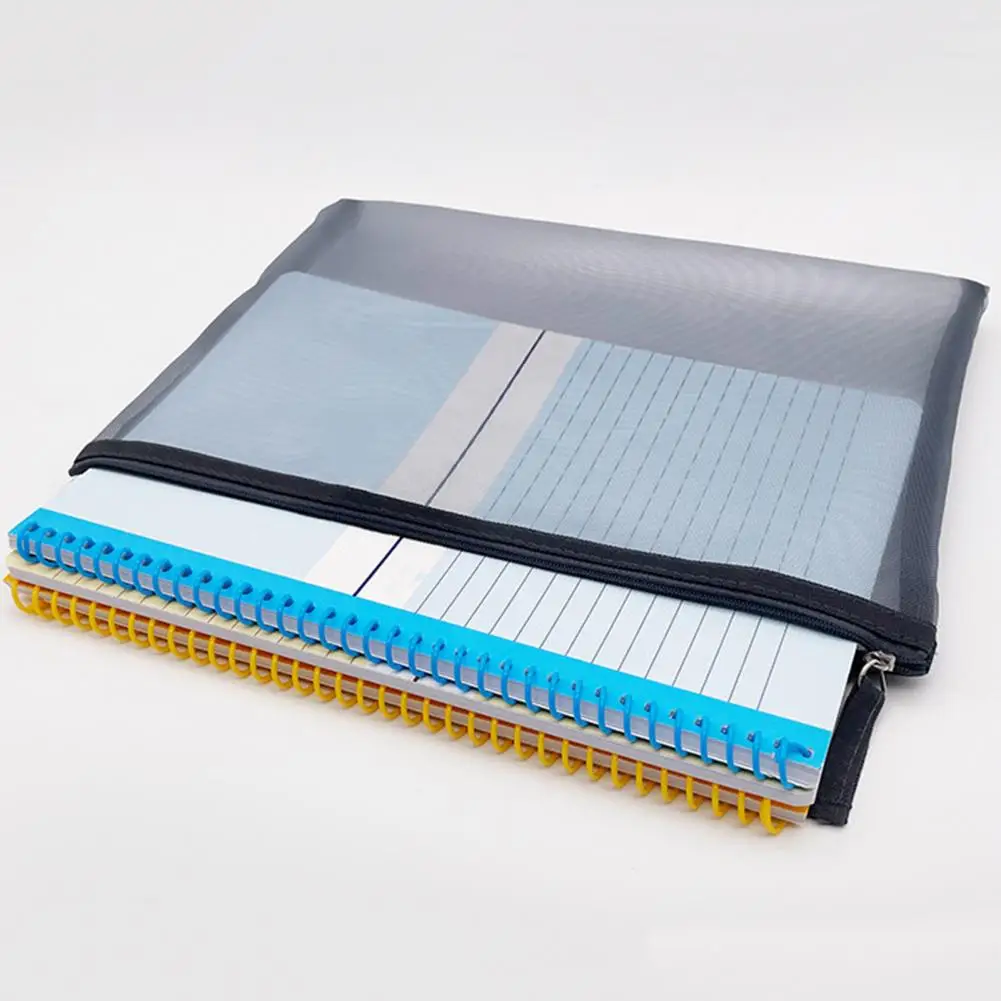 Zipper opening and closing, easy to use. It can store documents, information, test papers, stationery, etc.