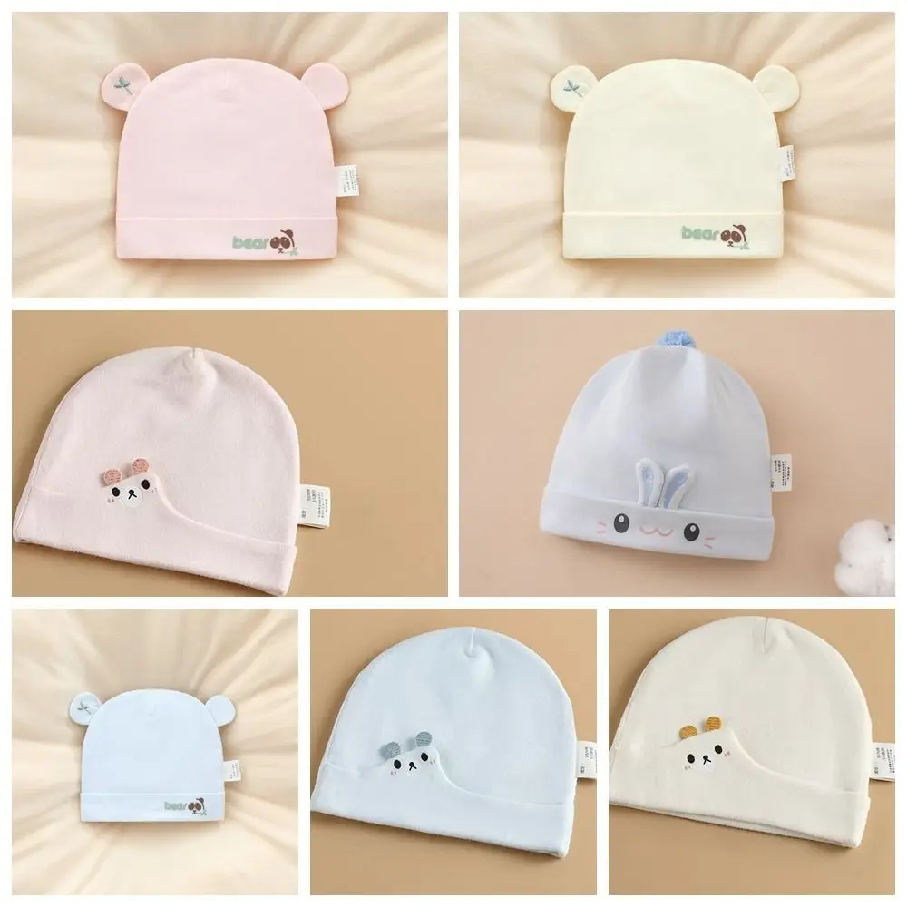 Winddichter Druck ohne Knochen, Musselin-Hüte, Cartoon-Bär, Baumwolle, Neugeborenen-Hüte, elastisch, weich, Baby-Fetal-Kappe, Herbst